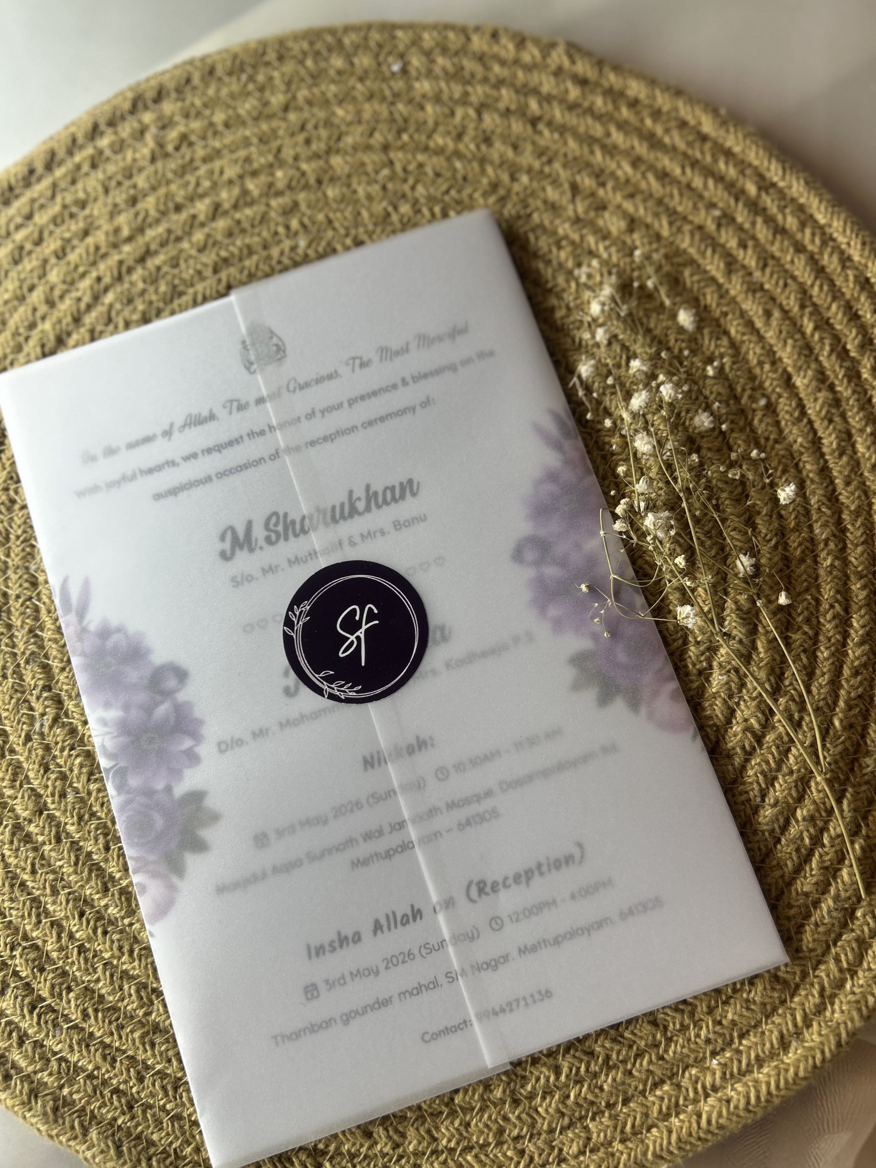 Model 11 invitation model by Vaha Prints